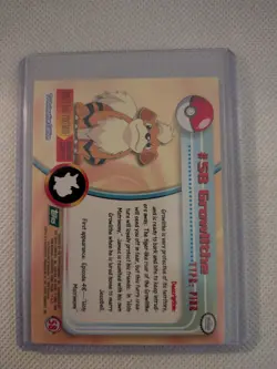NM #58 Growlithe Pokemon 1999 Topps TV Animation Edition Series 1 Green Logo - Image 2