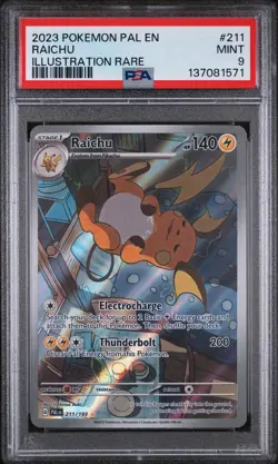 2023 POKEMON PAL EN-PALDEA EVOLVED ILLUSTRATION RARE #211 RAICHU PSA 9 - Image 1