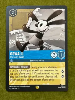 Disney Lorcana TCG Oswald Legendary Card 142/204 Non-Foil - Image 1