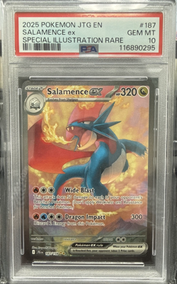 2025 POKEMON JTG EN-JOURNEY TOGETHER #187 SALAMENCE EX PSA 10 - Image 1