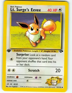 Lt. Surge's Eevee - 1st Edition - 51/132 Gym Challenge - Pokemon TCG - 2000 - Image 1