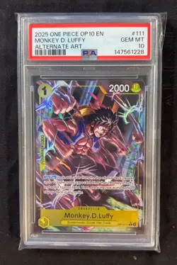 2025 One Piece OP10-Royal Blood Monkey D. Luffy #111 Alt Art PSA 10 GEM MINT - Image 1