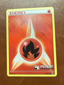 Fire Energy Play! Pokemon Event Promo Holo Crosshatch 2011 LP/NM - Image 1