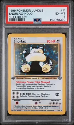 1999 POKEMON JUNGLE 1ST ED #11 SNORLAX-HOLO PSA 6 - Image 1