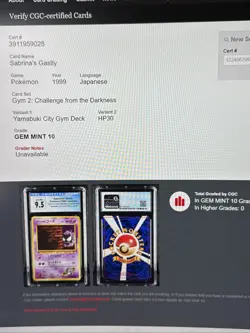 1999 Pokemon Sabrina’s Gastly 92 Japanese Yamabuki City Gym Deck CGC 10 Gem Mint - Image 3