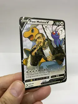 Post Malone V Gold Metal Pokemon Card-Collectible Gift Display！ Christmas cc - Image 3