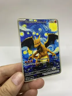 Charizard Van Gogh Gold Metal Pokemon Card-Collectible Gift Display！cc - Image 3