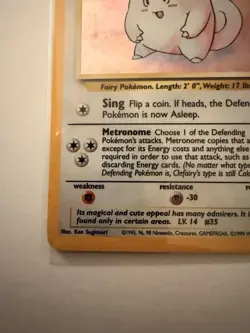 Pokemon TCG Clefairy Base Set Holo Unlimited Rare Card 5/102 Vintage 1999 LP - Image 4