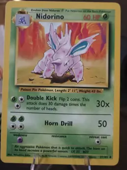 Nidorino - 37/102 - 1995 Base Set Unlimited - Uncommon - Pokemon Card - Image 1