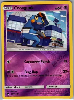 Croagunk 54/147 Reverse Holo SM - Burning Shadows - Pokemon Card - NM - Image 1