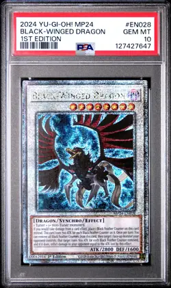 2024 YU-GI-OH! MP24-25TH ANV TIN: DUELING MIRRORS BLACK-WINGED DRAGON PSA 10 - Image 1