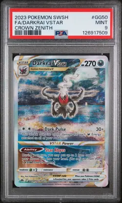 PSA 9 Darkrai VSTAR GG50/GG70 Crown Zenith: Galarian Gallery Holo Pokemon Card - Image 1