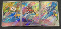 Pokemon Rowlet Litten Popplio Crimp Error 30th First Partner Promo Set NM - Image 1