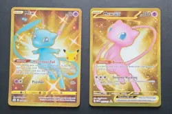 Pokemon TCG Mew Gold lot Celebrations 25th Shiny Mew 025 + Mew EX 151 205/165 LP - Image 1