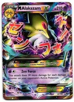 M Alakazam EX 26/124 - Fates Collide Rare EX Pokemon TCG Holo - DMG Card - Image 1