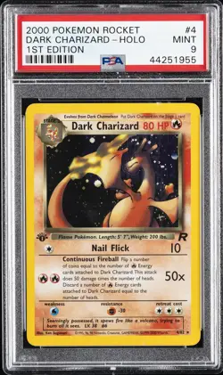 2000 POKEMON ROCKET 1ST ED #4 DARK CHARIZARD-HOLO PSA 9 - Image 1