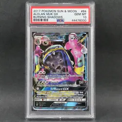 2017 Pokemon ALOLAN MUK GX 84 SM Burning Shadows PSA 10 Gem Mint POP 115 - Image 1