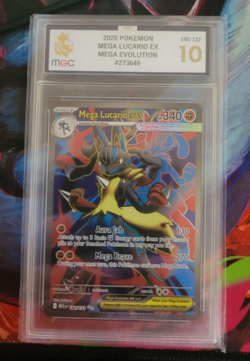 Pokemon TCG Mega Evolution Mega Lucario EX 160/132 Ultra Rare Card graded 10 - Image 1