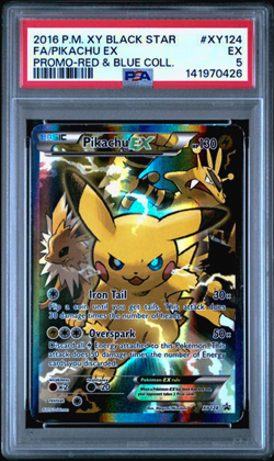 Pikachu EX XY124 Black Star Promo Pokemon RED BLUE COLL. PSA Graded Pokemon Card - Image 1