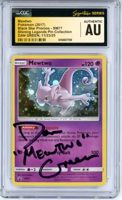 CGC Authentic Signed Dan Green Pokemon Trading Card Game Mewtwo SM77 Sm Holo Pr - Image 1