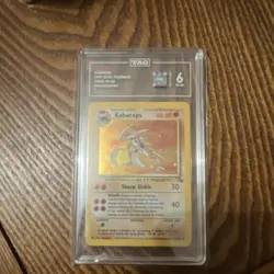 Pokemon Kabutops 9/62 Fossil Holo Rare TAG Graded 6 1999 English - Image 1