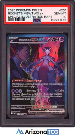 Pokemon 2025 Team Rocket's Mewtwo ex 231/182 SIR Destined Rivals GEM MINT PSA 10 - Image 1