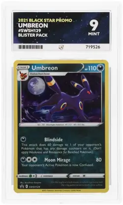 ACE 9 MINT - Umbreon SWSH129 2021 Evolving Skies Black Star Promo~Pokemon TCG - Image 1