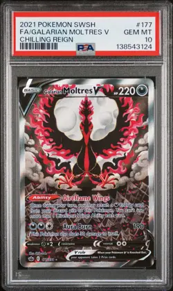 2021 Pokemon Sword & Shield Chilling Reign #177 Fa/Galarian Moltres V PSA 10 - Image 1