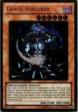 Yugioh Chaos Sorcerer GLD4-EN012 Limited Edition Gold Rare NM - Image 1