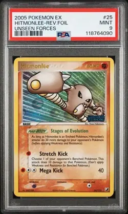 PSA 9 Hitmonlee #25 EX Unseen Forces Reverse Holo Rare Pokemon - Image 1