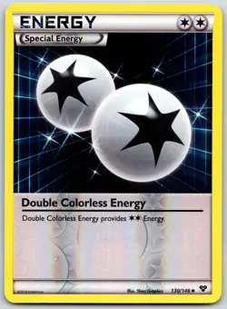 POKEMON XY DOUBLE COLORLESS ENERGY 130/146 UNCOMMON REVERSE HOLO LP - Image 1
