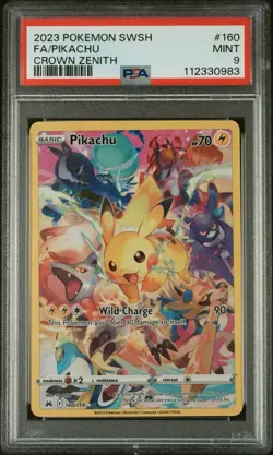 Crown Zenith Pikachu Secret Rare Card #160/159 PSA 9 - Image 1