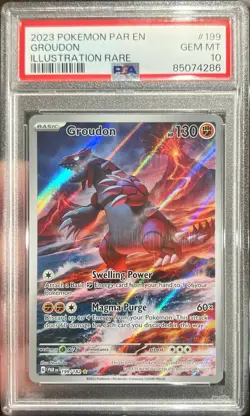 2023 Pokemon Paradox Rift Groudon Illustration Rare IR 199/182 PSA 10 Gem Mint - Image 1