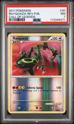 2011 POKEMON CALL OF LEGENDS RAYQUAZA #20 REVERSE FOIL PSA 7 NM #113346471 - Image 1