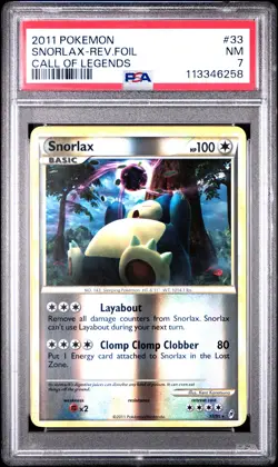 2011 POKEMON CALL OF LEGENDS SNORLAX #33 REVERSE PSA 7 NM #113346258 - Image 1
