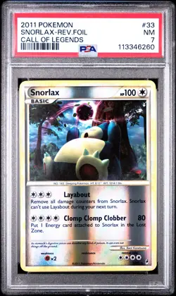 2011 POKEMON CALL OF LEGENDS SNORLAX #33 REVERSE PSA 7 NM #113346260 - Image 1