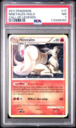 2011 POKEMON CALL OF LEGENDS NINETALES #17 HOLO PSA 7 NM #113346450 - Image 1