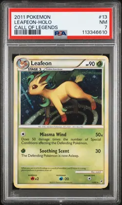 2011 POKEMON CALL OF LEGENDS LEAFEON #13 HOLO PSA 7 NM #113346610 - Image 1
