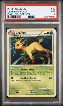 2011 POKEMON CALL OF LEGENDS LEAFEON #13 HOLO PSA 7 NM #113346590 - Image 1