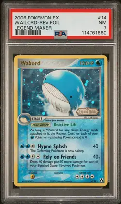 2006 POKEMON EX LEGEND MAKER WAILORD #14 REVERSE PSA 7 NM #114761660 - Image 1