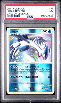 2011 POKEMON CALL OF LEGENDS LUGIA #15 REVERSE PSA 7 NM #113346557 - Image 1