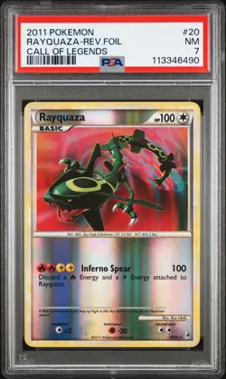 2011 POKEMON CALL OF LEGENDS RAYQUAZA #20 REVERSE FOIL PSA 7 NM #113346490 - Image 1