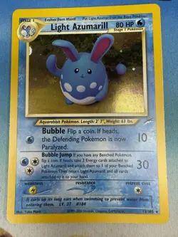 Light Azumarill 13/105 Neo Destiny Holo WOTC Vintage Pokemon Card Yuki Morii - Image 1