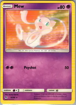Mew 32/68 Non Holo Hidden Fates - Pokemon Card - NM - Image 1