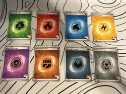 Play! Pokemon Prize Pack Series 6 & 7 Non-Holo Basic Energy Set of 8 SVE 009-016 - Image 1