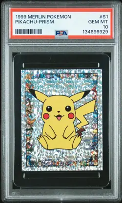 1999 MERLIN POKEMON #S1 PIKACHU PRISM PSA 10 - Image 1