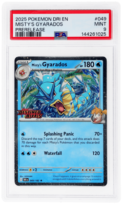 2025 Pokemon SV Destined Rivals Promos Misty's Gyarados Prerelease #049 PSA 9 - Image 1