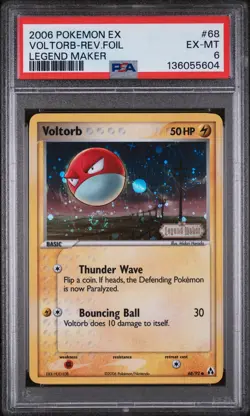 2006 POKEMON EX LEGEND MAKER #68 VOLTORB-REVERSE FOIL PSA 6 - Image 1