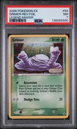 2006 POKEMON EX LEGEND MAKER #54 GRIMER-REVERSE FOIL PSA 7 - Image 1
