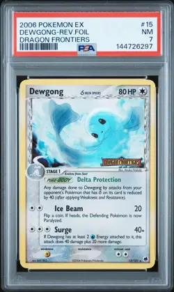 2006 POKEMON EX DRAGON FRONTIERS #15 DEWGONG-REVERSE FOIL PSA 7 - Image 1